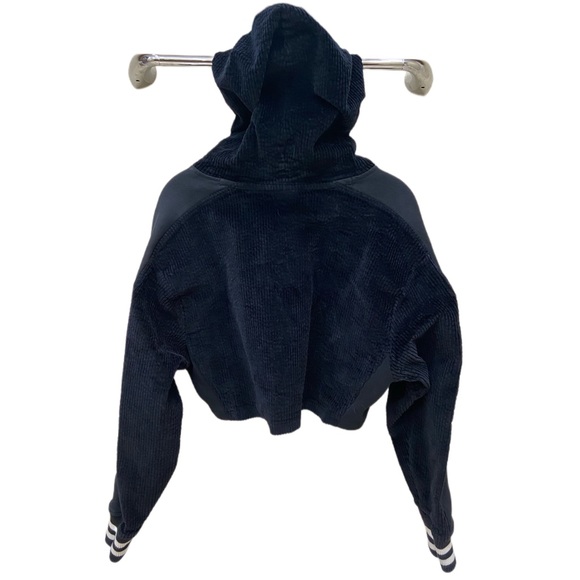 Champion Reverse Weave Crop Corduroy Hoodie. Black. Size Small - Picture 3 of 9